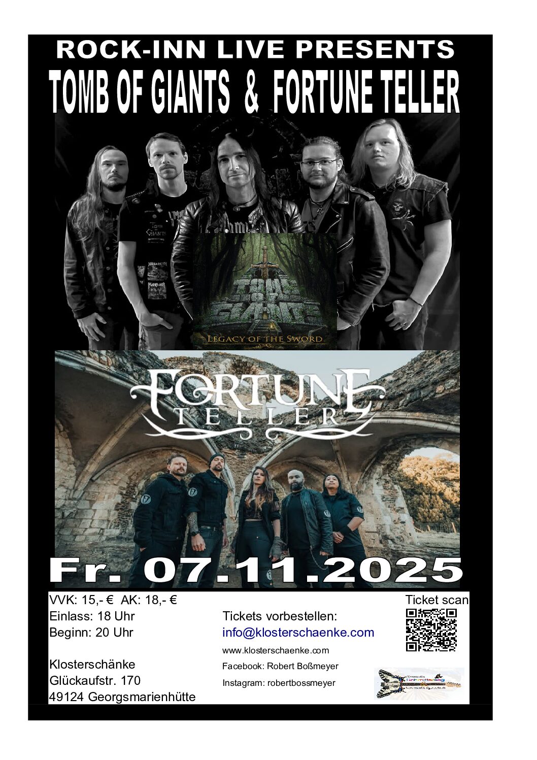 NIGHT OF THE METAL HYMNS with FORTUNE TELLER (UK) & TOMB OF GIANTS