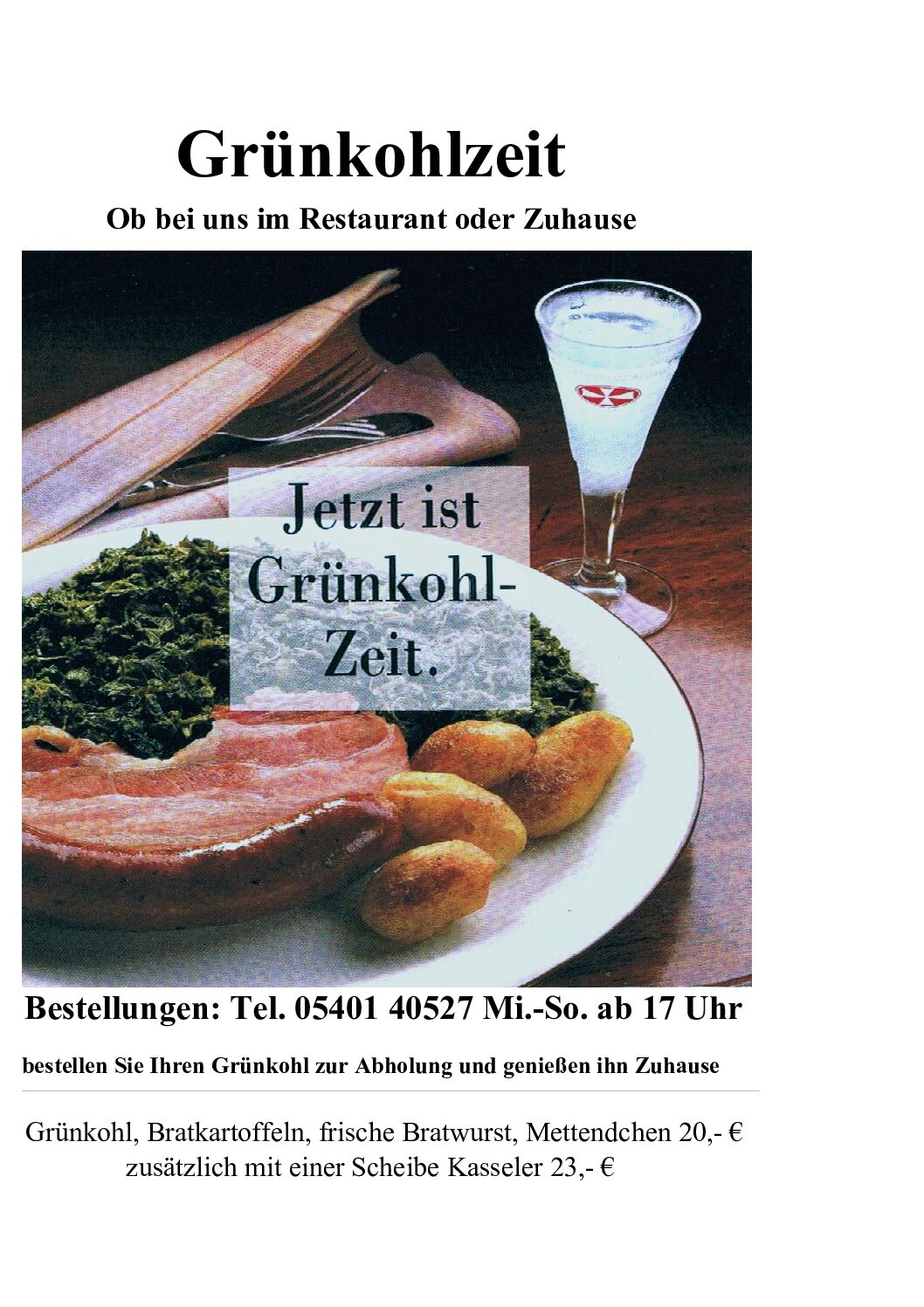 GRÜNKOHLZEIT ab 30.10.2025 täglich frisch