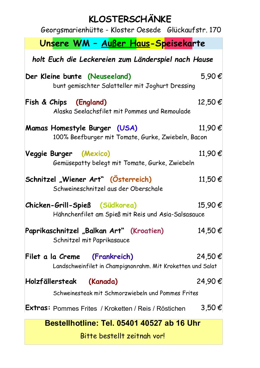 Eure Menüs zum Länderspiel zuhause genießen